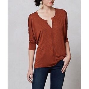 Anthropologie Dolan Burnt Orange/Rust V-Neck Dolman Sleeve Top Size Small